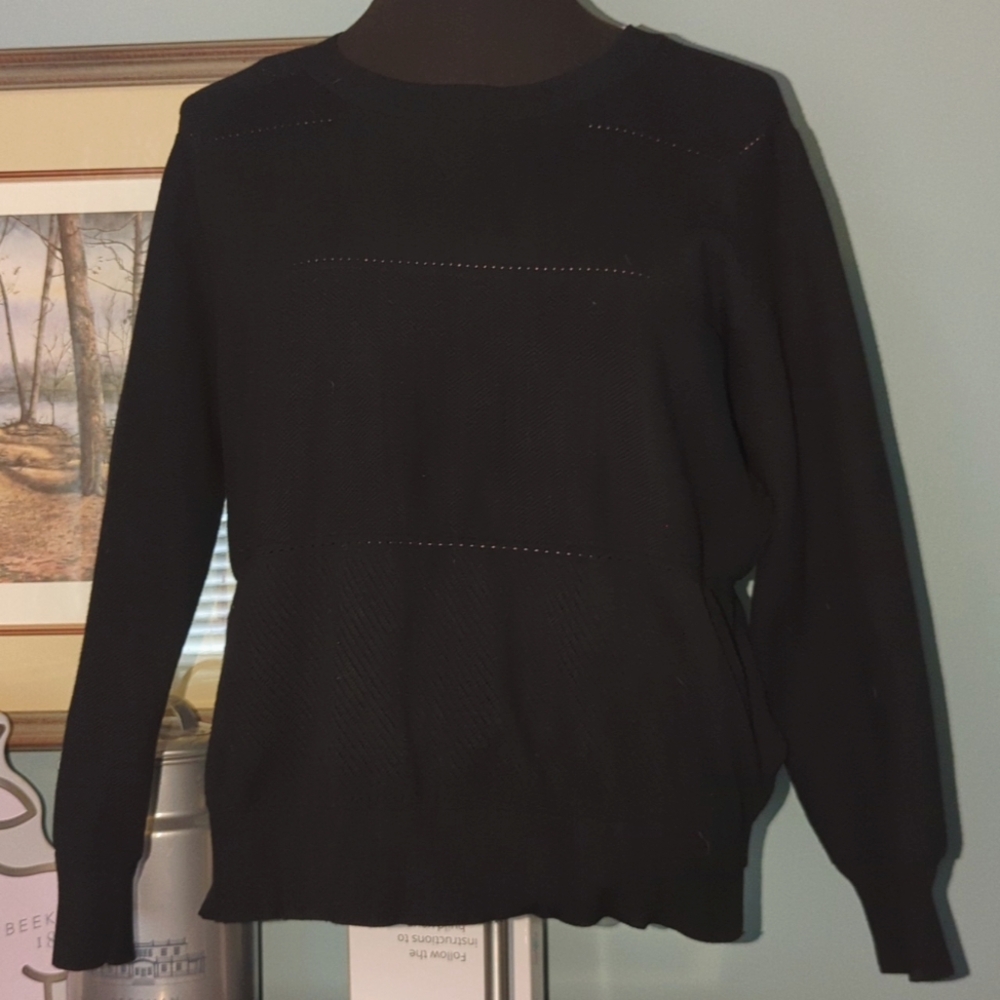 Theory Abner D Enchanted crew neck sweater, size large, black